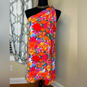 Pink Lily One Shoulder Floral Dress